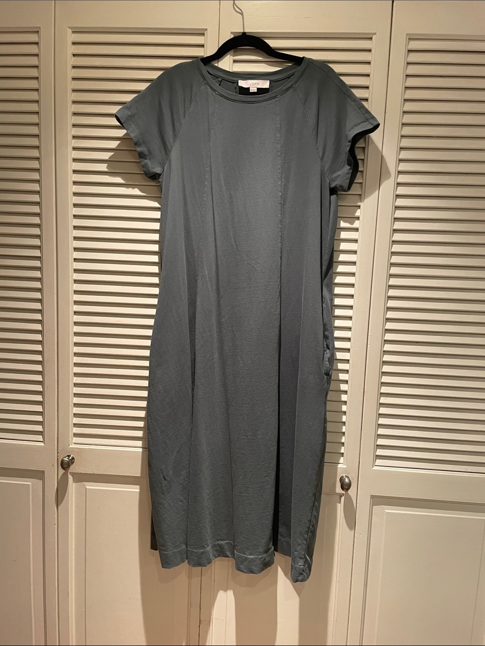 Loft Cotton knit T-shirt fit and flair midi dress sz Med